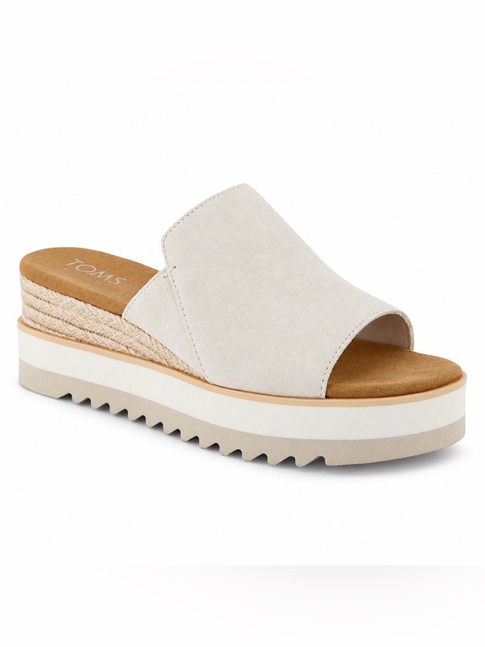 TOMS Diana White Suede Slide Sandal with Platform Espadrille Size 11 NIB